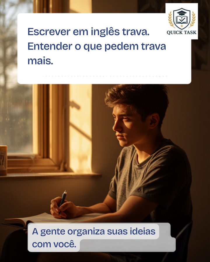 Escrever em inglês trava, entender o que pedem trava mais