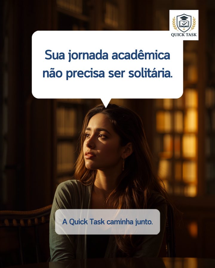 Estudante pensativa em uma biblioteca